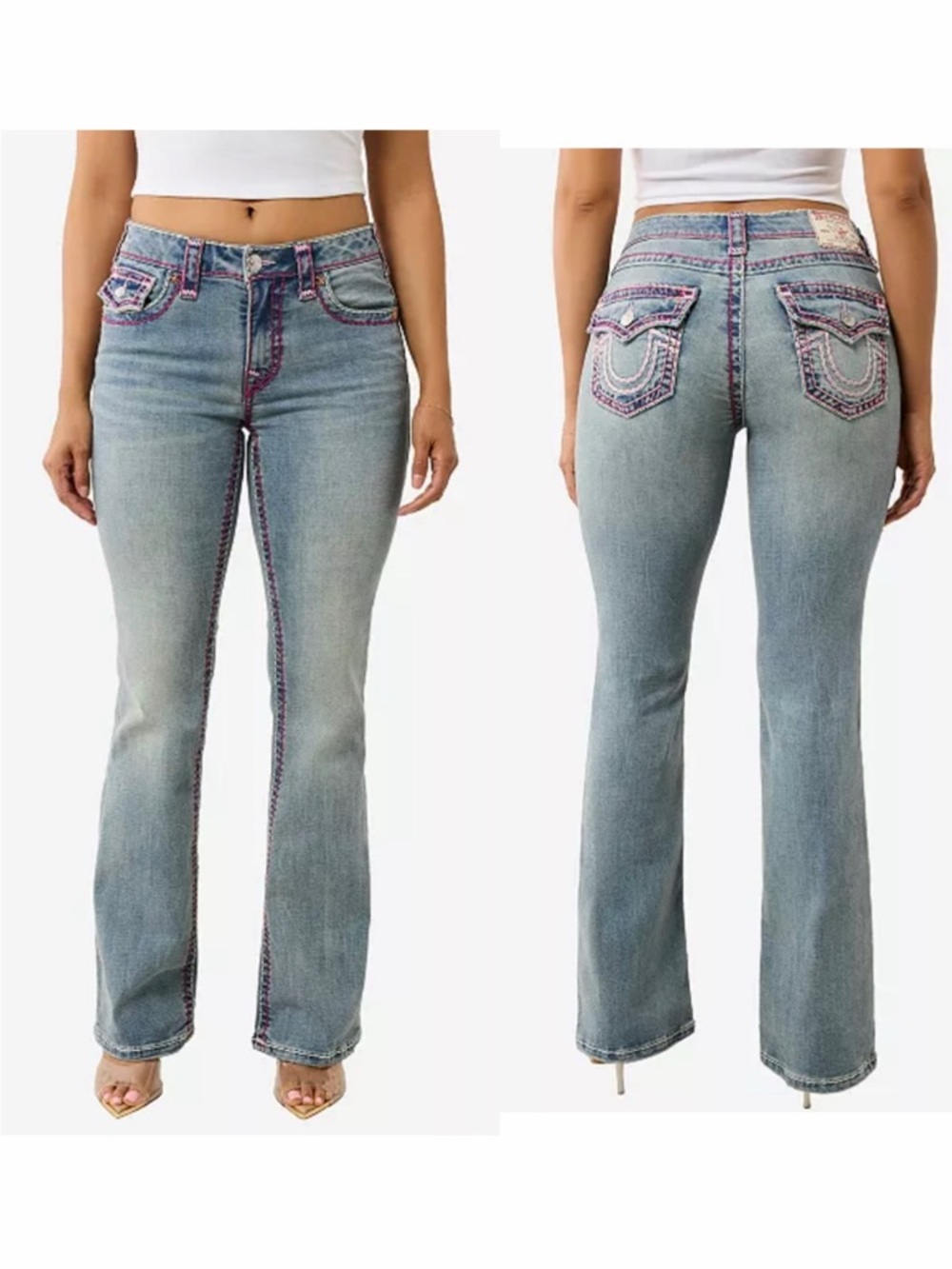 True Religion Becca Mid Rise Multi Stitch Bootcut Jeans